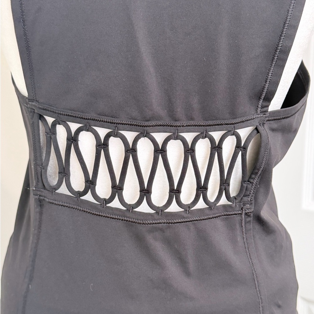 Lululemon Black Yoga Tank Open Lattice Back Athletic Top Women’s Size 6 - Picture 8 of 13